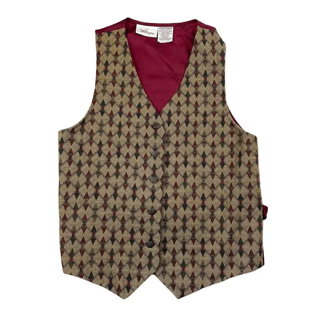 VTG Worthington Burgundy‎ Vest MEDIUM | Square Design | NWT Retro 90s Y2K USA